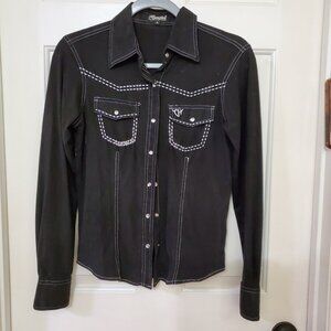 Cowgirl Hardware Women's Black Faux Suede Western Shirt Small